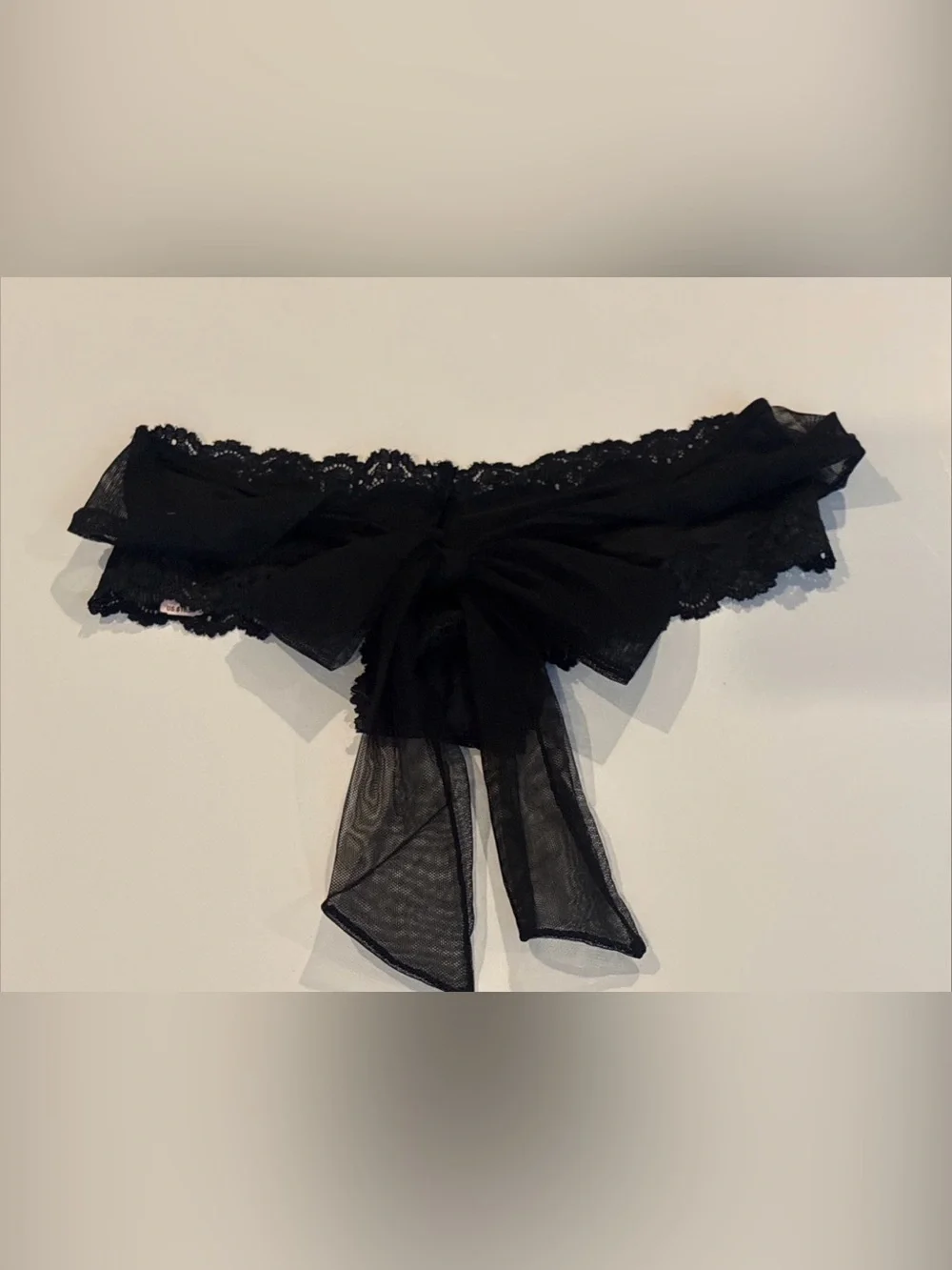 Victoria's Secret Very Sexy Lace-Trim Bow  Cheeky Panties Sz XS Black NEW